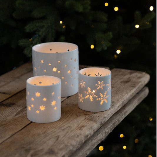 Sögne hvit t-lysholder stjerner large